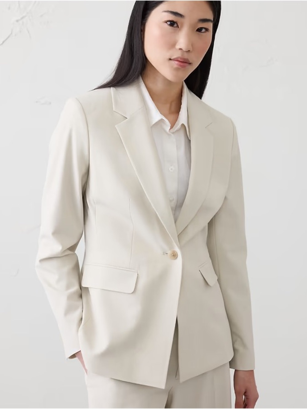 Banana republic SCULPTED STRETCH LONG BLAZER in stone heather